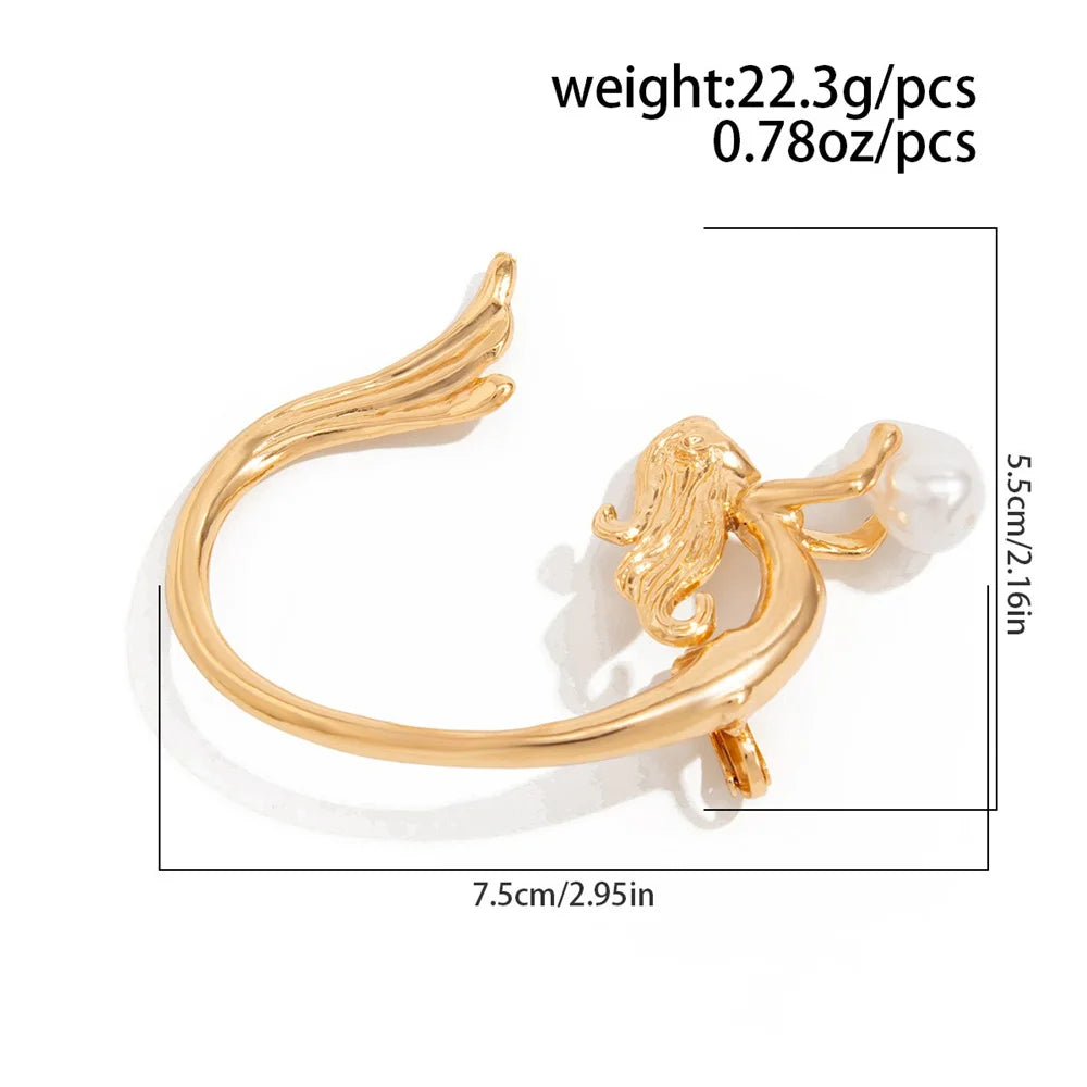 Surrealist Mermaid Pearl Ear Cuff